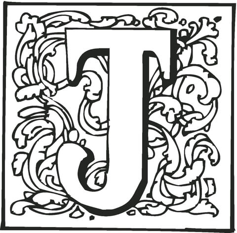 Letter J With Ornament Coloring Page